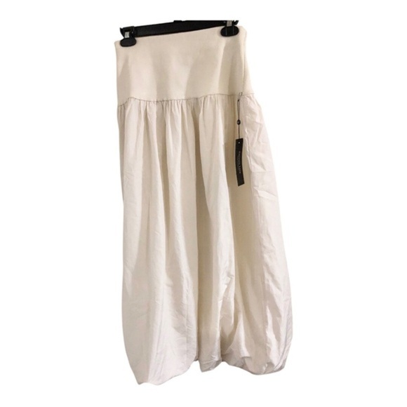 Cream puffy balloon bubble hem knit waist midi skirt size medium new - Picture 9 of 15